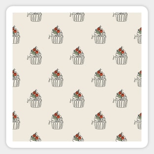 Pattern with line art style cupcake Sticker